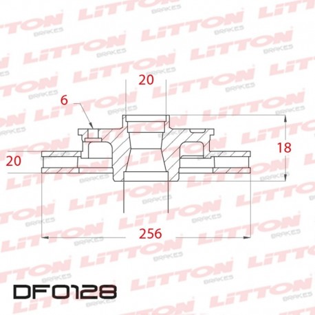 DISCO DE FRENO VENTILADO KIA BESTA 2.2 D - 95/.. DELANTERO DIAM.256MM CUBO 20MM