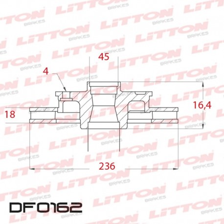 DISCO DE FRENO VENTILADO MITSUBISHI COLT 1.8 GTI - 92/.. DELANTERO DIAM.236MM CUBO 18MM