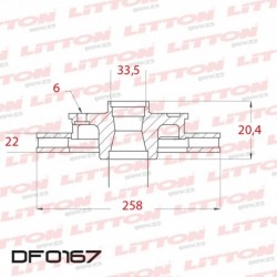 DISCO DE FRENO VENTILADO MITSUBISHI L-200 4X2 - 87/.. DELANTERO DIAM.258MM CUBO 22MM