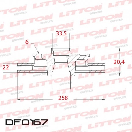 DISCO DE FRENO VENTILADO MITSUBISHI L-200 4X2 - 87/.. DELANTERO DIAM.258MM CUBO 22MM