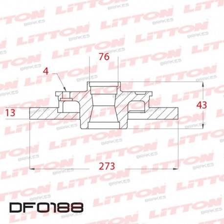 DISCO DE FRENO SOLIDO PEUGEOT 504 GR / SR - 82/.. DELANTERO DIAM.273MM CUBO 12,7MM