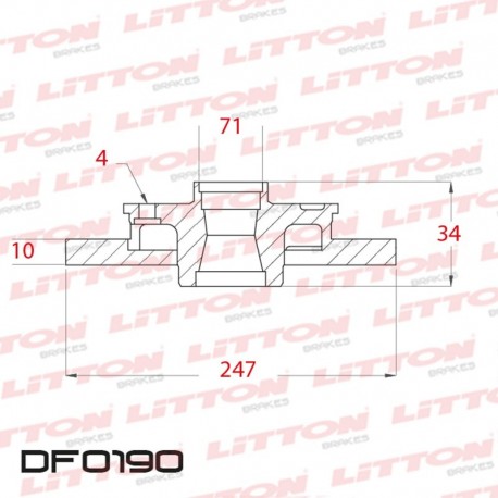 DISCO DE FRENO SOLIDO PEUGEOT 405 1.9 / 2.0 - 92/.. TRAS.DIAM.247MM CUBO 10MM