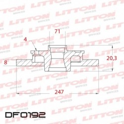 DISCO DE FRENO SOLIDO PEUGEOT 205 TODOS - 89/.. TRAS.DIAM.247MM CUBO 8MM