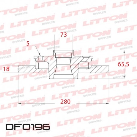 DISCO DE FRENO DELANTERO SOLIDO PARA CITROEN JUMPER, FIAT DUCATO PEUGEOT BOXER (DIAMETRO 280MM-ALTURA 65.5MM-AGUJEROS 5+2)