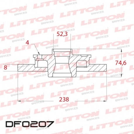 DISCO DE FRENO SOLIDO RENAULT 19 TODOS - 88/.. TRAS.C/MAZADIAM.237,5MM CUBO 8MM