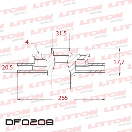 DISCO DE FRENO VENTILADO RENAULT 21 / NEVADA / ALIZE TODOS - 90/97 DELANTERO DIAM.265MM CUBO 20,5MM