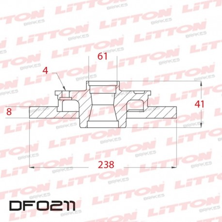 DISCO DE FRENO SOLIDO RENAULT EXPRESS TODOS - 95/.. DELANTERO DIAM.238MM CUBO 8MM