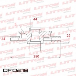 DISCO DE FRENO VENTILADO RENAULT LAGUNA 2.2 D - 96/.. DELANTERO DIAM.280MM CUBO 24MM