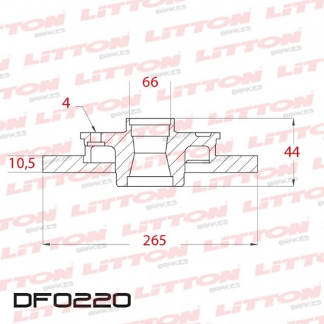 DISCO DE FRENO SOLIDO RENAULT LAGUNA 2.0 (4 AGUJEROS) - 93/.. TRAS.DIAM.265MM CUBO 10,5MM