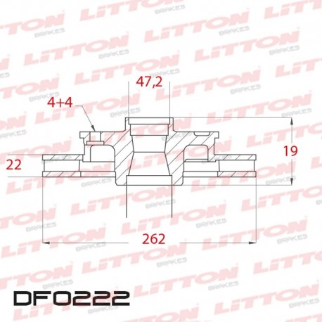 DISCO DE FRENO VENTILADO ROVER 200 SERIES 216 1.6 - 90/95 DELANTERO DIAM.262MM CUBO 22MM