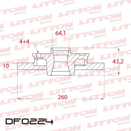 DISCO DE FRENO SOLIDO ROVER 800 SERIES 820 2.0 - 92/.. TRAS.DIAM.260MM CUBO 10MM