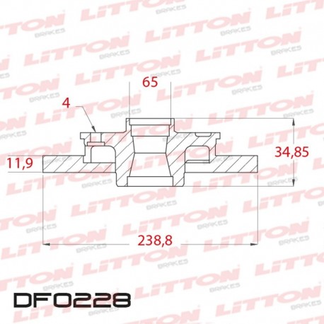 DISCO DE FRENO DELANTERO SOLIDO VW CARAT/GACEL/SENDA/SAVEIRO/GOL SEAT CORDOBA/IBIZA(DIAMETRO 239MM-ALTURA 35MM-AGUJEROS 4)