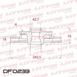 DISCO DE FRENO VENTILADO SUBARU XT 1.8 - 85/91 DELANTERO DIAM.242MM CUBO 18MM