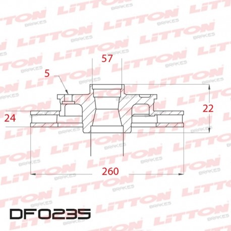 DISCO DE FRENO VENTILADO SUBARU IMPREZA 1.6I / 1.6I 4WD / 1.8I 4WD - 92/00 DELANTERO DIAM.260MM CUBO 24MM