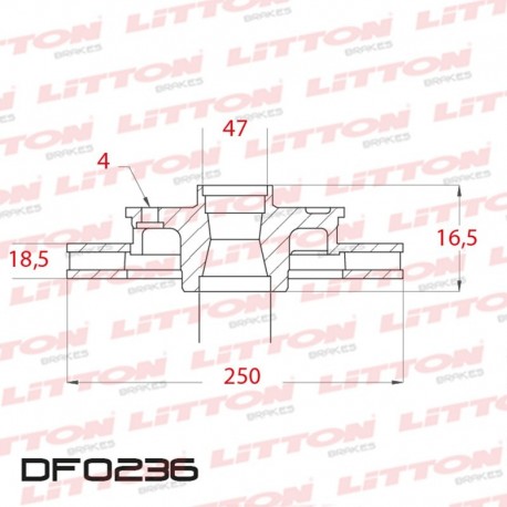 DISCO DE FRENO VENTILADO SUZUKI SWIFT 1.3 16V / 1.6I 16V - 89/.. DELANTERO DIAM.250MM CUBO 18,5MM