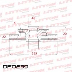 DISCO DE FRENO VENTILADO TOYOTA COROLLA 1.6 16V - 93/.. DELANTERO DIAM.255MM CUBO 22MM