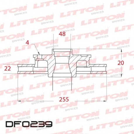 DISCO DE FRENO VENTILADO TOYOTA COROLLA 1.6 16V - 93/.. DELANTERO DIAM.255MM CUBO 22MM