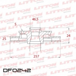 DISCO DE FRENO VENTILADO TOYOTA HILUX 2.4 D - 90/97 DELANTERO DIAM.257MM CUBO 25MM