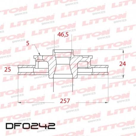 DISCO DE FRENO VENTILADO TOYOTA HILUX 2.4 D - 90/97 DELANTERO DIAM.257MM CUBO 25MM