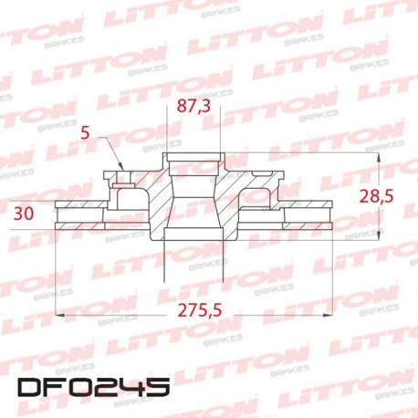 DISCO DE FRENO DELANTERO VENTILADO CHEVROLET BLAZER/S10 (CON MAZA-D.95-H.97) (DIAMETRO 275.60MM-ALTURA 87.30MM-AGUJEROS 5)