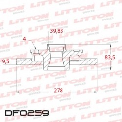 DISCO DE FRENO SOLIDO VW ESCARABAJO TODOS - 81/.. DELANTERO C/MAZADIAM.278MM CUBO 9,5MM