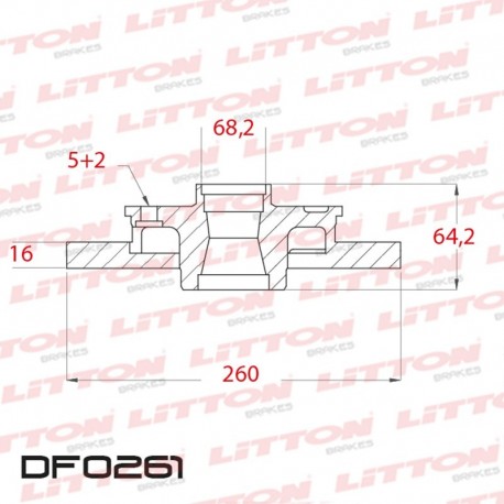 DISCO DE FRENO SOLIDO VW TRANSPORTER 1.9 TD (T4) - 96/03 DELANTERO DIAM.260MM CUBO 16MM