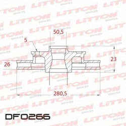 DISCO DE FRENO VENTILADO VOLVO 800 SERIES 850 - 94/96 DELANTERO DIAM.280MM CUBO 26MM