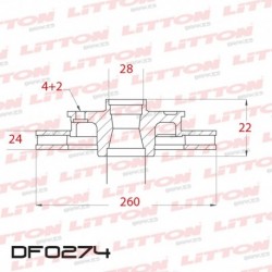 DISCO DE FRENO VENTILADO PEUGEOT 406 1.8 / 1.9 TD / 2.0 - 96/.. DELANTERO DIAM.260MM CUBO 24MM