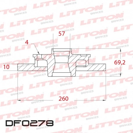 DISCO DE FRENO TRASERO SOLIDO PARA CHEVROLET ASTRA MERIVA VECTRA (DIAMETRO 259.7MM-ALTURA 69MM-AGUJEROS 4+1)