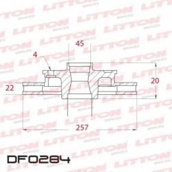 DISCO DE FRENO VENTILADO MAZDA 323 TODOS - 96/.. DELANTERO DIAM.257MM CUBO 22MM