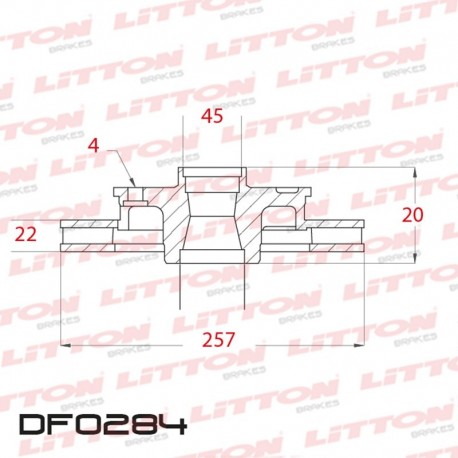 DISCO DE FRENO VENTILADO MAZDA 323 TODOS - 96/.. DELANTERO DIAM.257MM CUBO 22MM