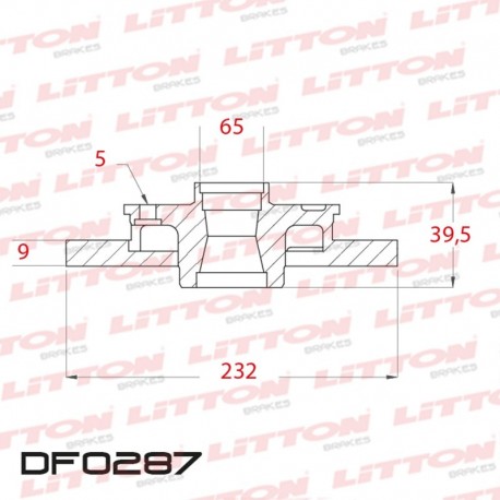 DISCO DE FRENO SOLIDO AUDI A1 1.2 TFSI / 1.4 TFSI - 11/ VW SURAN.. TRAS.DIAM.232MM CUBO 9MM