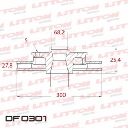 DISCO DE FRENO VENTILADO MB 260 2.6 - 83/92 DELANTERO DIAM.300MM CUBO 27,8MM