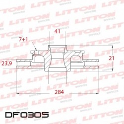 DISCO DE FRENO VENTILADO CHEVROLET VECTRA 2.0I (OPEL ALEMAN) - 93/.. DELANTERO DIAM.284MM CUBO 23,9MM