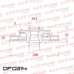 DISCO DE FRENO VENTILADO AUDI A1 1.2 TFSI / 1.4 TFSI - 11/.. DELANTERO DIAM.288MM CUBO 25MM