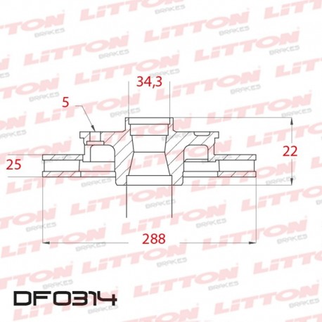 DISCO DE FRENO VENTILADO AUDI A1 1.2 TFSI / 1.4 TFSI - 11/.. DELANTERO DIAM.288MM CUBO 25MM