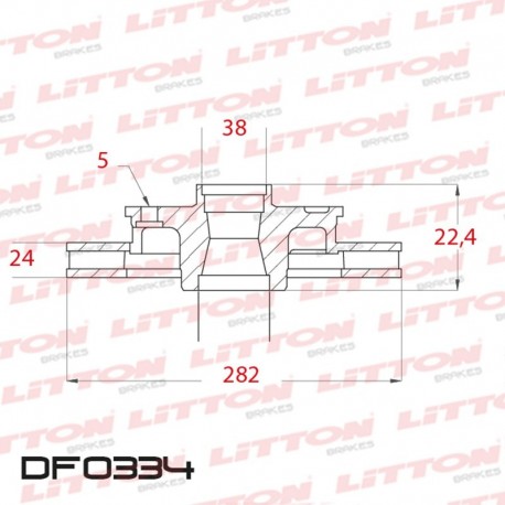 DISCO DE FRENO VENTILADO CHRYSLER CARAVAN 2.4 / 3.3 - 93/96 DELANTERO LLANTA 15`DIAM.281MM CUBO 24MM