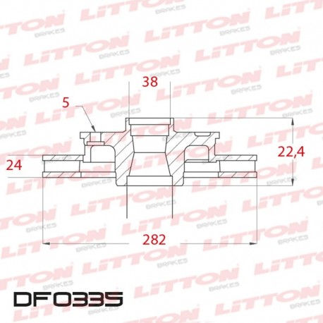 DISCO DE FRENO VENTILADO CHRYSLER CARAVAN 2.4 / 3.3 / 3.8 - 97/00 DELANTERO LLANTA 15`DIAM.282MM CUBO 24MM