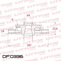 DISCO DE FRENO VENTILADO DODGE DAKOTA TODOS - 97/.. DELANTERO DIAM.287MM CUBO 24MM