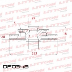 DISCO DE FRENO VENTILADO HYUNDAI H100 2.5 TD - 95/.. DELANTERO DIAM.253MM CUBO 20MM