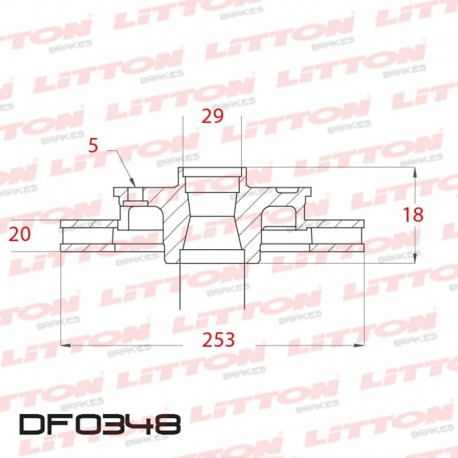 DISCO DE FRENO VENTILADO HYUNDAI H100 2.5 TD - 95/.. DELANTERO DIAM.253MM CUBO 20MM