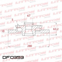 DISCO DE FRENO SOLIDO MB VITO 2.2 CDI - 96/.. TRAS.DIAM.280MM CUBO 10MM