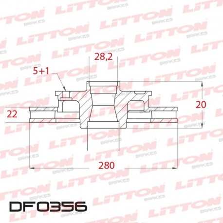 DISCO DE FRENO VENTILADO SEAT TOLEDO 2.0I 16V - 98/.. DELANTERO + ABSDIAM.280MM CUBO 22MM