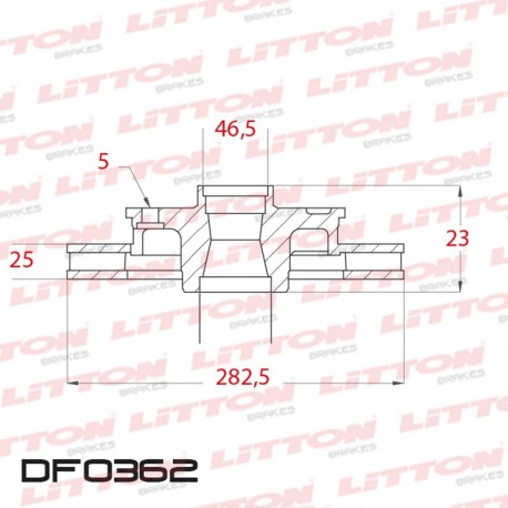 DISCO DE FRENO VENTILADO VW PASSAT 1.8 (IV / V) - 96/.. DELANTERO DIAM.282,3MM CUBO 25MM