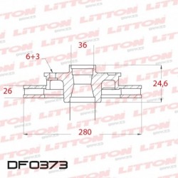 DISCO DE FRENO VENTILADO HONDA PASSPORT 3.2 - 93/97 DELANTERO DIAM.280MM CUBO 26MM