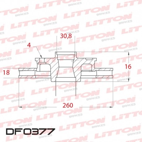 DISCO DE FRENO VENTILADO MAZDA 323 TODOS - 85/89 DELANTERO DIAM.260MM CUBO 18MM