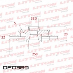 DISCO DE FRENO VENTILADO MITSUBISHI L-300 2.5 TD (MINI BUS / VAN) - 87/.. DELANTERO DIAM.255MM CUBO 20MM