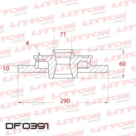 DISCO DE FRENO SOLIDO PEUGEOT 406 TODOS - 96/.. TRAS.DIAM.290MM CUBO 10MM