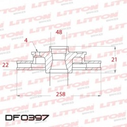 DISCO DE FRENO VENTILADO TOYOTA COROLLA 1.6 - 89/92 DELANTERO DIAM.258MM CUBO 22MM