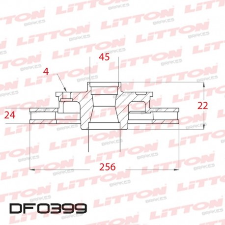 DISCO DE FRENO VENTILADO GALLOPER SANTAMO 4X2 2.0I 16V - 99/.. DELANTERO + ABSDIAM.256MM CUBO 24MM